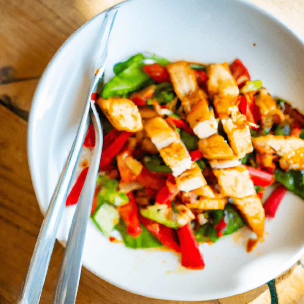 Delicious homemade Homemade Crispy Sweet Chilli Chicken Tender Salad